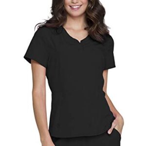 HeartSoul Break On Through Women Scrubs Top V-Neck HS710, S, Black