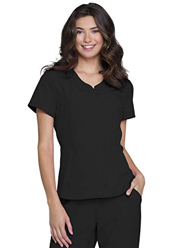 HeartSoul Break On Through Women Scrubs Top V-Neck HS710, S, Black