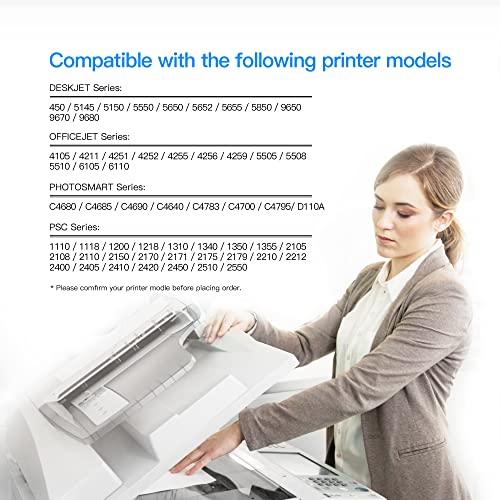 LxTek Remanufactured Ink Cartridge Replacement for HP 56 C6656AN to use with Deskjet 5850 5650 5150, Photosmart 7150 7260 7350 7960, PSC 2510 Printer(2 Black)