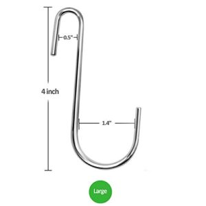 18 Pack ESFUN 4 inch Heavy Duty S Hooks Pan Pot Holder Rack Hooks Hanging Hangers S Shaped Hooks for Kitchenware Pots Utensils Clothes Bags Towels Plants