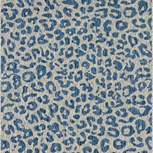 Unique Loom Outdoor Safari Collection Area Rug - Leopard (7' 1" x 10' Rectangle, Blue/ Gray)