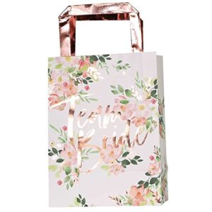 Ginger Ray Floral Bachelorette Party Rose Gold Foiled Favour Bags 5 Pack, Large