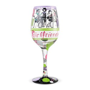 enesco - 6004358 enesco designs by lolita girlfriends together hand-painted artisan wine glass, 15 ounce, multicolor