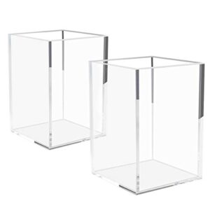 niubee acrylic pen holder 2 pack,clear desktop pencil cup stationery organizer for office desk accessory