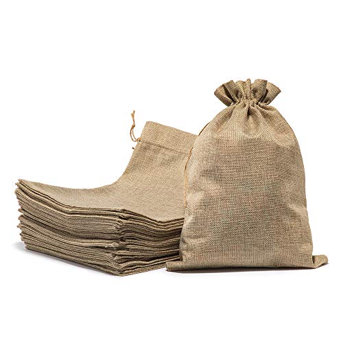 Tapleap Burlap Bags with Drawstring, 10x14 Inches Burlap Favor Sack for Wrapping Gifts, Birthday, Wedding, Party or Household Use(Lot of 30)