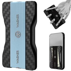 slim card holder for back of phone with integrated elastic phone holder. keep a firm and safe grip on your phone and store up to eight (8) credit cards or many business cards in style