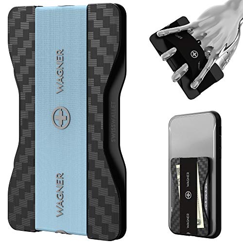 Slim Card Holder for Back of Phone with Integrated Elastic Phone Holder. Keep a Firm and Safe Grip on Your Phone and Store up to Eight (8) Credit Cards or Many Business Cards in Style