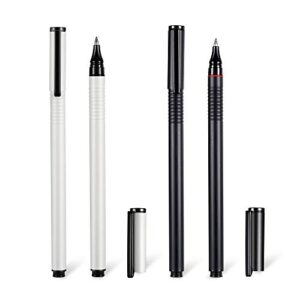 gel roller pen, fine point black gel ink metal nib, 4 pack metal roller ball pens,refillable