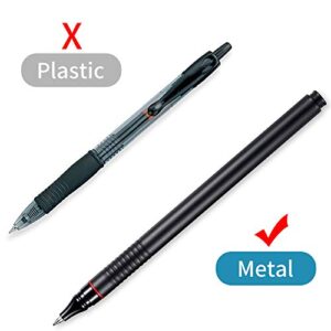 Gel Roller Pen, Fine Point Black Gel Ink Metal Nib, 4 Pack Metal Roller Ball Pens,Refillable