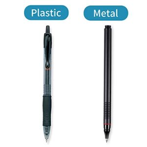 Gel Roller Pen, Fine Point Black Gel Ink Metal Nib, 4 Pack Metal Roller Ball Pens,Refillable