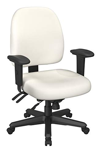 Office Star Ergonomic Mid Back Office Desk Chair with Adjustable Height, Tilt, and Padded Arm Rests, Dillon Snow Fabric