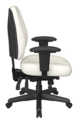 Office Star Ergonomic Mid Back Office Desk Chair with Adjustable Height, Tilt, and Padded Arm Rests, Dillon Snow Fabric