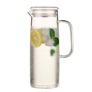 Glass Pitcher with Lid - High Heat Resistance Stovetop Safe Pitcher for Hot/Cold Water & Iced Tea