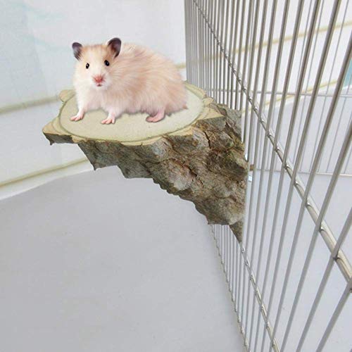 Pet Hamster Jumping Platform Natural Wood Perch Stand Platform Bird Playground Jump Platform for Mouse Chinchilla Rat Gerbil Parakeet Budgie Cockatiel Cage Chew Toy