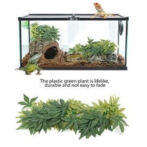 Artificial Plants Fake Leaves Plastic Green Grass with Sucker for Aquarium Fish Tank Reptile Terrarium Habitat Box Cage Terrarium Ornaments Outside Home Garden Eco-Friendly Decor(50cm/19.69in)