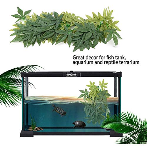 Artificial Plants Fake Leaves Plastic Green Grass with Sucker for Aquarium Fish Tank Reptile Terrarium Habitat Box Cage Terrarium Ornaments Outside Home Garden Eco-Friendly Decor(50cm/19.69in)