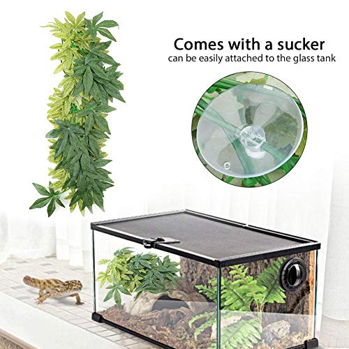 Artificial Plants Fake Leaves Plastic Green Grass with Sucker for Aquarium Fish Tank Reptile Terrarium Habitat Box Cage Terrarium Ornaments Outside Home Garden Eco-Friendly Decor(50cm/19.69in)