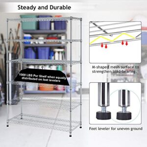 Storage Shelves Wire Shelving Unit Garage Shelving with Wheels Heavy Duty NSF Height Adjustable Steel Commercial Grade Metal Shelving with Castors, 6000 Weight Capacity, for Kitchen Basement Pantry