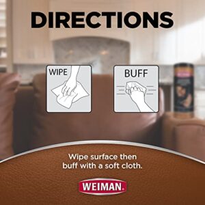 Weiman Leather Cleaner Wipes - 2 Pack with Microfiber Cloth - Clean Condition UV Protection Help Prevent Cracking or Fading of Leather Furniture, Car Interior, and Shoes