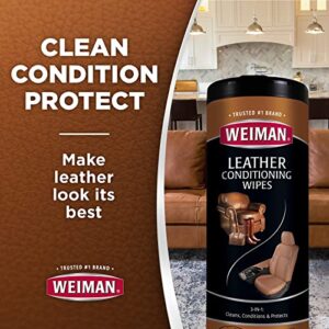 Weiman Leather Cleaner Wipes - 2 Pack with Microfiber Cloth - Clean Condition UV Protection Help Prevent Cracking or Fading of Leather Furniture, Car Interior, and Shoes