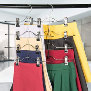 Frezon Multi Layer Pants Hangers, 4 Tier Skirt Hangers with Adjustable Clips, Non Slip Space Saving Closet Organizer Heavy Duty 360 Degree Swivel Hook, Great for Slack, Trouser, Jeans(Black)