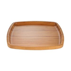 bamboomn 8" x 8" organic bamboo decorative display table top tea serving tray plate holder for coffee dining table, countertop or kitchen