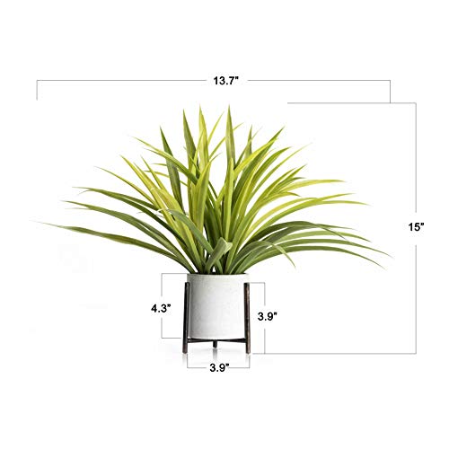 Velener 15" Potted Spider Plant in Artificial Plant Stand- Fake Plants for Indoors Outdoor Patio Decor Modern House Accessories for Home Office, Zen Garden Green Bathroom Kitchen Table Living Room