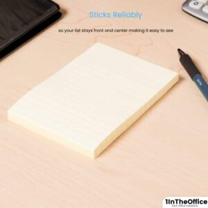 1InTheOffice Sticky Notes 4x6 Lined, Self-Stick Note Pads, Yellow, 100-Sheet, (12/Pack)