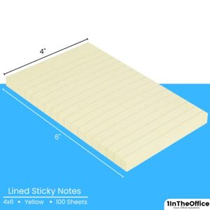 1InTheOffice Sticky Notes 4x6 Lined, Self-Stick Note Pads, Yellow, 100-Sheet, (12/Pack)