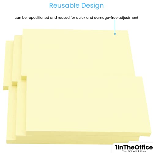 1InTheOffice Large Sticky Notes 3x5, Self-Stick Note Pads, Sticky Notes 3x5, , Yellow, 100-Sheet, 12/Pack