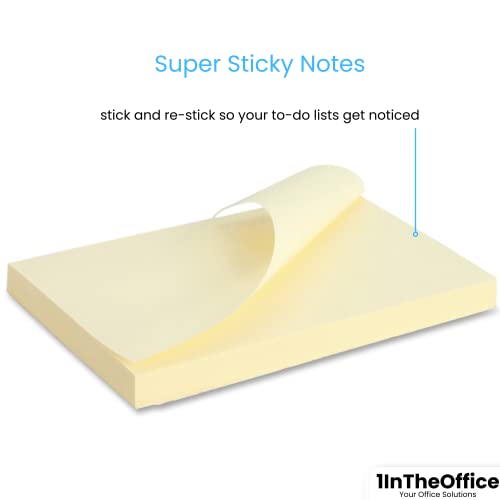 1InTheOffice Large Sticky Notes 3x5, Self-Stick Note Pads, Sticky Notes 3x5, , Yellow, 100-Sheet, 12/Pack