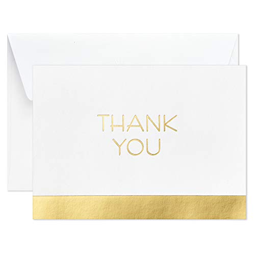 Hallmark Thank You Cards, Gold and White Bulk (40 Thank You Notes with Envelopes for Graduation, Business, Weddings, All Occasion)