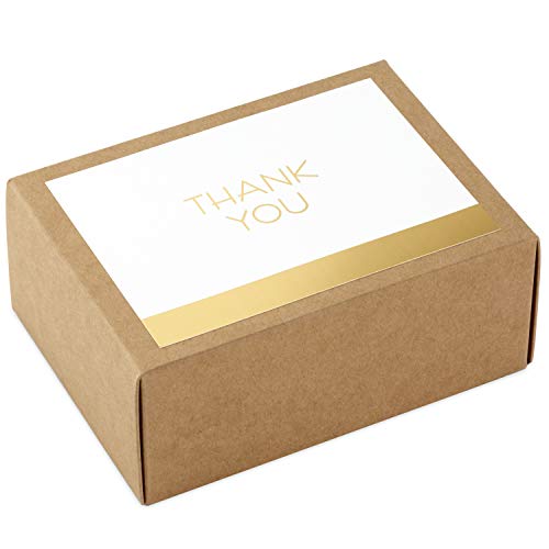 Hallmark Thank You Cards, Gold and White Bulk (40 Thank You Notes with Envelopes for Graduation, Business, Weddings, All Occasion)