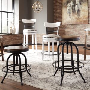 Signature Design by Ashley Valebeck 24" Modern Swivel Counter Height Barstool, Whitewash