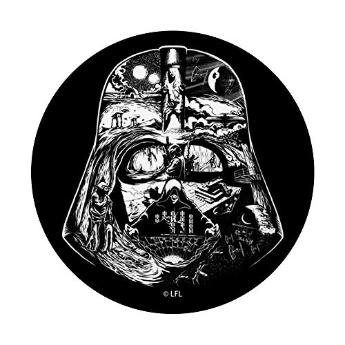 Star Wars Darth Vader Helmet Saga Black And White PopSockets PopGrip: Swappable Grip for Phones & Tablets