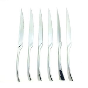 uniturck steak knives 18/10 heavy-duty stainless steel steak knife set of 6 for chefs commercial kitchen - great for bbq weddings - dinners - parties all homes & kitchens (mirror polished silver)