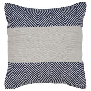 lr home blue geometric white striped throw pillow 18" x 18" blu/ivory