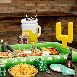 TrueZoo Inflatable Football Field Cooler, Floating Bar, Pool Party Drink Cooler, Inflatable Ice Bucket for Beer and Beverages, 52"x 28", Set of 1