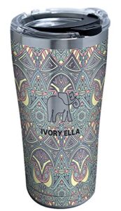 tervis triple walled ivory ella insulated tumbler cup keeps drinks cold & hot, 20oz - stainless steel, mosaic print