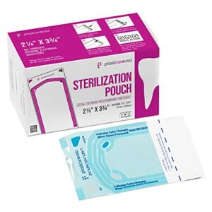 1000 2.25 x 2.75 self sterilization pouches for dental offices, autoclave sterilizer bags pouch for dentist tools, for cleaning tools, 200 pouches per box, 1 box of paper blue film…