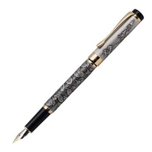 zoohot ancient silver jinhao dragon fountain pen fine nib executive fountain pens set, vintage pens collection, business pen, ink refill converter