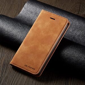 QLTYPRI Case for iPhone SE 2022 5G/iPhone SE 2020/iPhone 8/iPhone 7, Premium PU Leather Cover TPU Bumper with Card Holder Kickstand Magnetic Adsorption Flip Wallet Case for iPhone 7/8/SE2/SE3 - Brown