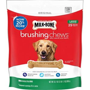 milk-bone brushing chews daily dental dog treats, large, 25 count