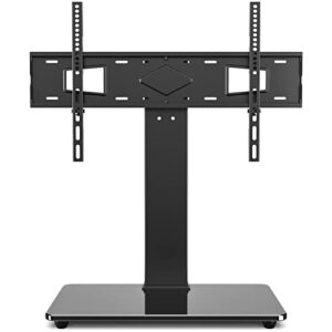 Rfiver Universal Swivel TV Stand Table Top TV Stand Base for 40 to 86 Inch Flat Screen TVs, Height Adjustable Mount, Center TV Stand Replacement with Tempered Glass Base