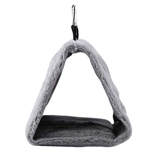 Peony Parrot Hammock Bird Nest Warm Soft Plush Hammock Hanging Cage Tent for Birds Parrot Winter Warm Bed Pet Toy Pouch Cotton Bed (M- Gray)