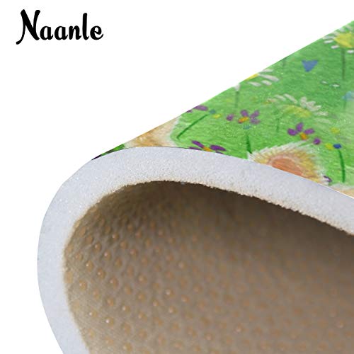 Naanle Easter Holiday Non Slip Area Rug for Living Dinning Room Bedroom Kitchen, 5' x 7'(58 x 80 Inches), Easter Rabbit Nursery Rug Floor Carpet Yoga Mat