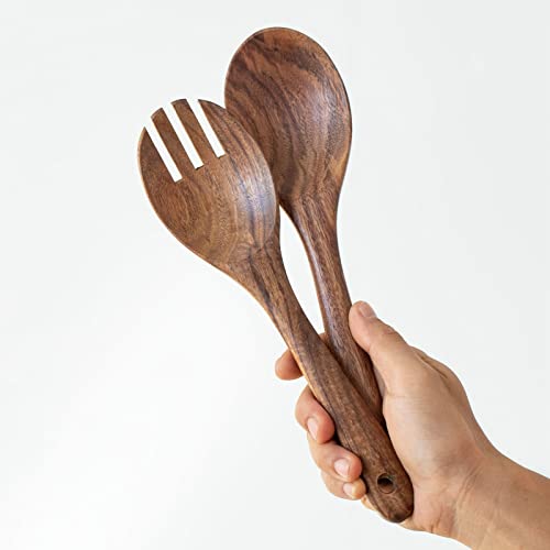 Muso Wood Acacia Salad Servers,10-inch,set of 2 (Acacia salad servers)