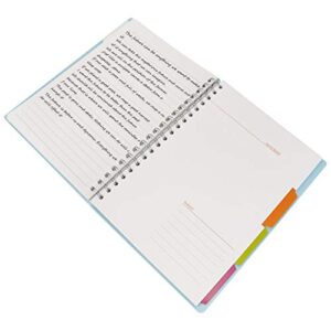 Cheerup Spiral Notebook, B5 10" x 7", 4 Subjects with Divider, 240 Pages Wide Ruled (Blue)