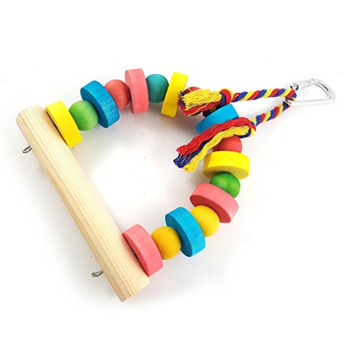 gLoaSublim Bird Toys, Bird Parrot Bright Color Swing Wood Pet Play Toy Climbing Cage Hanging Decor - Random Color