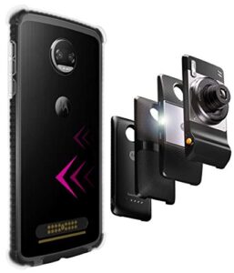 casewe – motorola moto z2 force flexible tpu protective bumper case cover/compatible with moto mods - black & clear